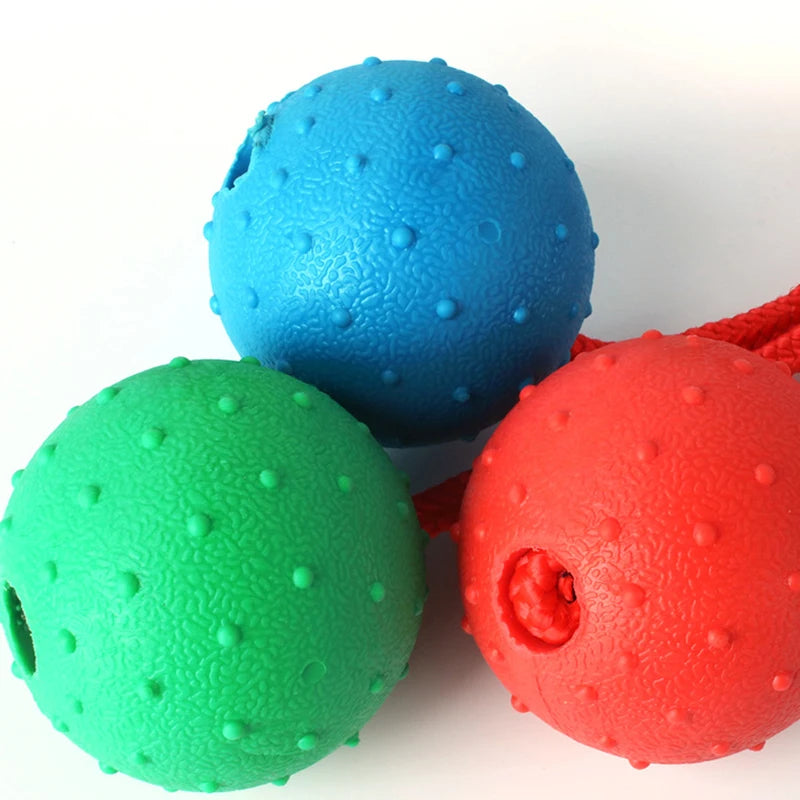 Indestructible Rubber Molar Ball with Rope for Dogs – Anti-Stress and Teeth Cleaning