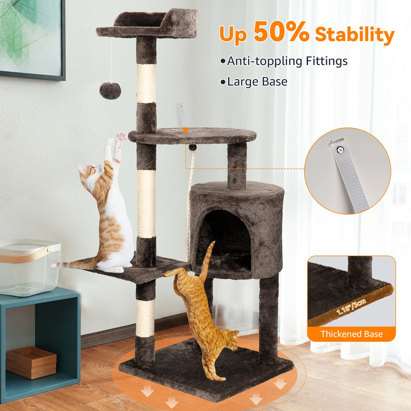 Passerscat Cat Trees Cat Climbing Frame For Indoor Cats Multi-Level With Scratching Posts Cat Tower Padded Top Perches and Condo