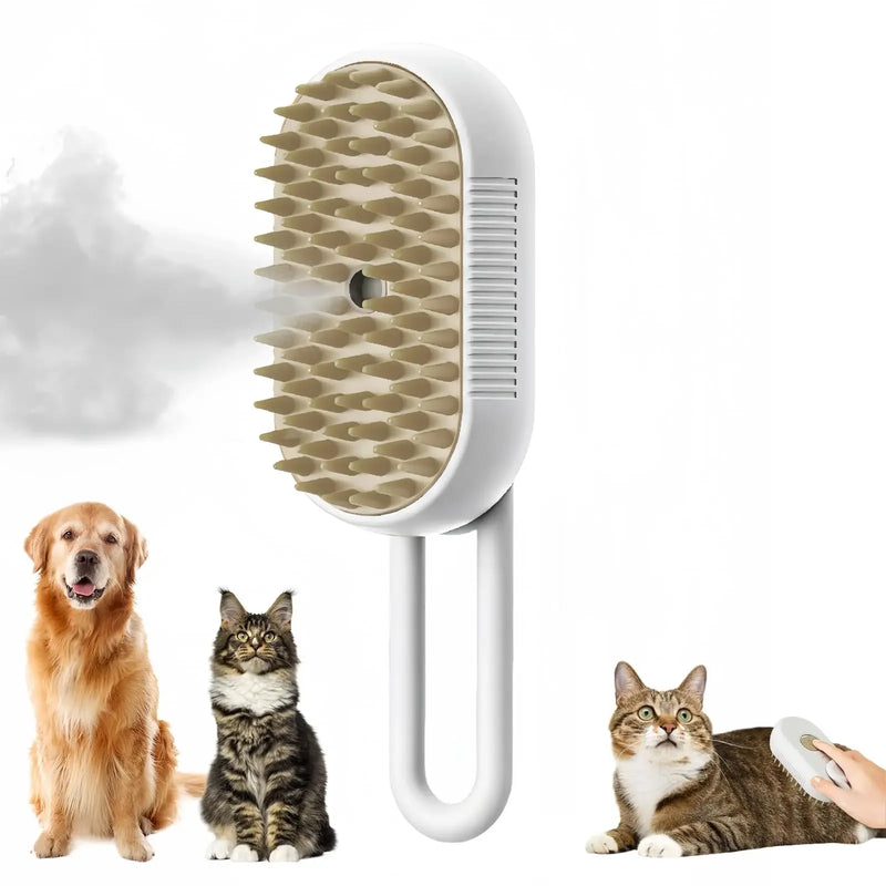 3-in-1 Steam Massaging Brush for Dogs and Cats – Spray, Floating Hair Removal, and Dry Bath