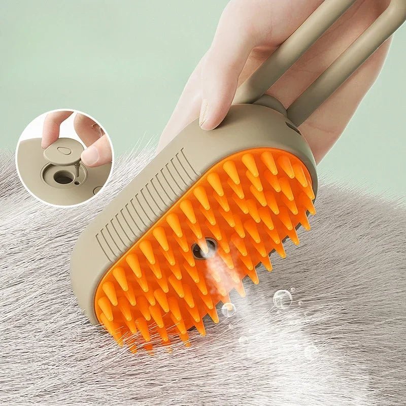 3-in-1 Steam Massaging Brush for Dogs and Cats – Spray, Floating Hair Removal, and Dry Bath