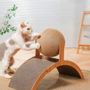 2-in-1 Cat Scratcher: Spinning Sisal Ball + Solid Wood Board – Durable and Anti-Stress Design