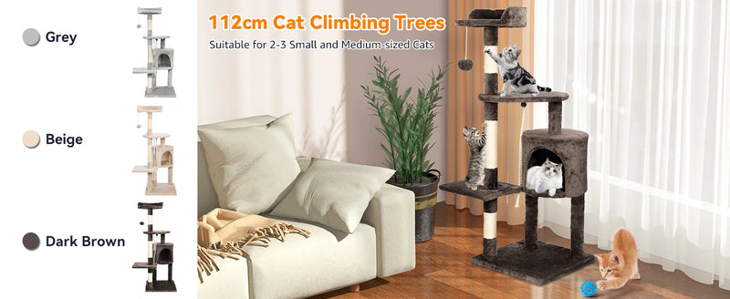 Passerscat Cat Trees Cat Climbing Frame For Indoor Cats Multi-Level With Scratching Posts Cat Tower Padded Top Perches and Condo