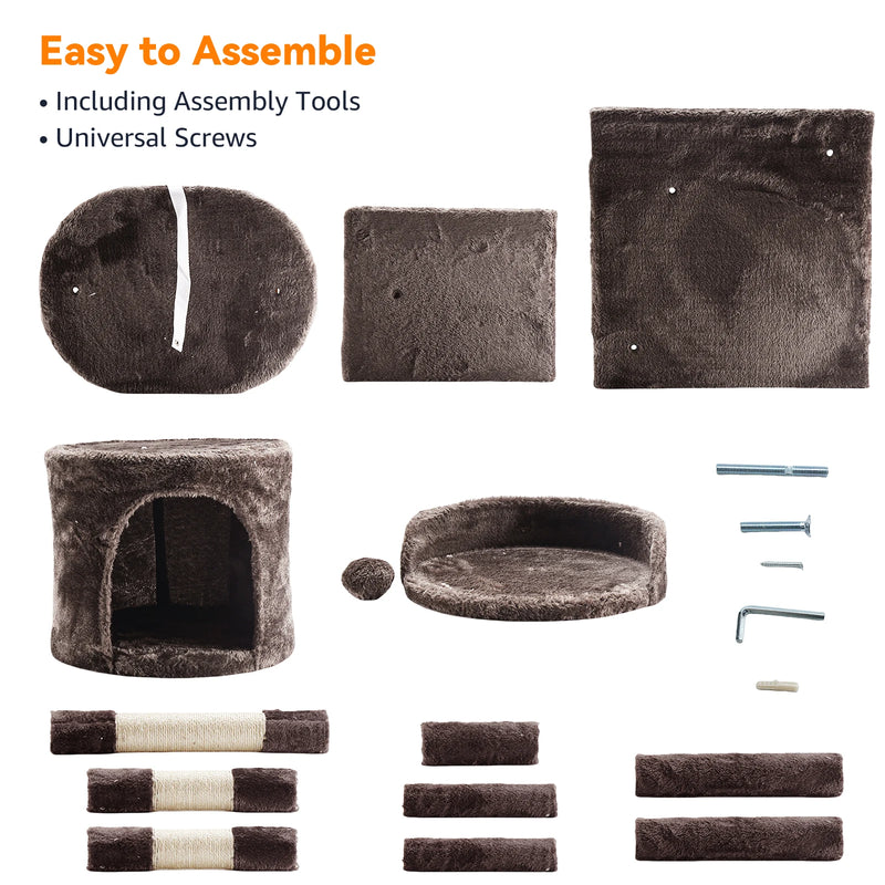 Passerscat Cat Trees Cat Climbing Frame For Indoor Cats Multi-Level With Scratching Posts Cat Tower Padded Top Perches and Condo