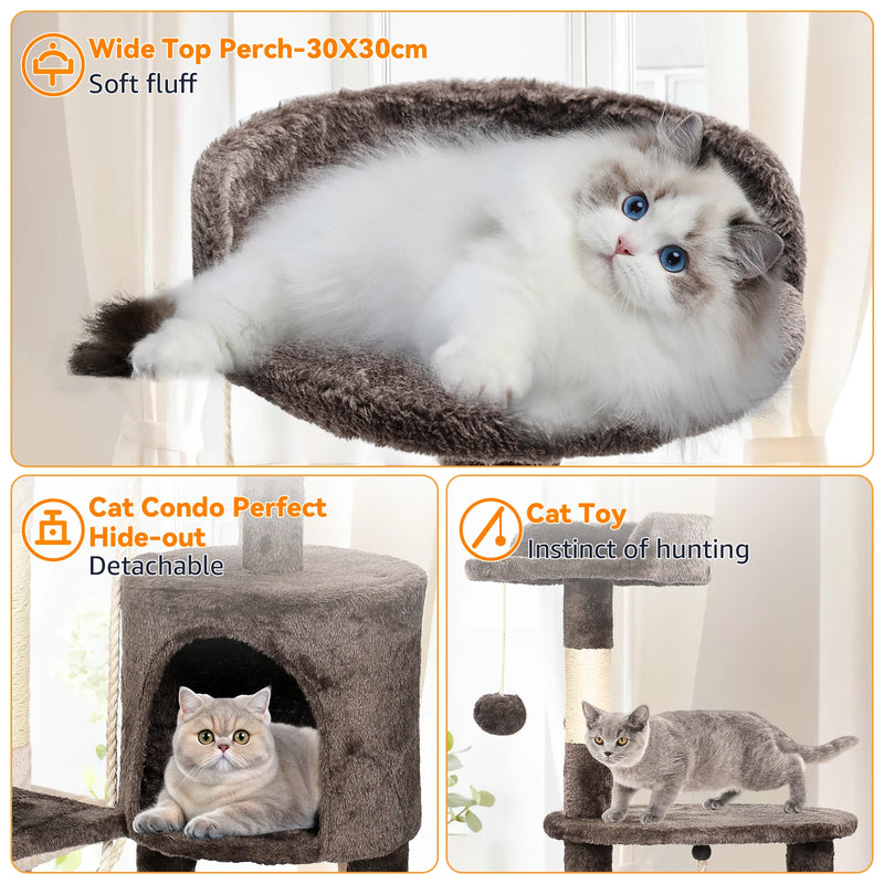 Passerscat Cat Trees Cat Climbing Frame For Indoor Cats Multi-Level With Scratching Posts Cat Tower Padded Top Perches and Condo