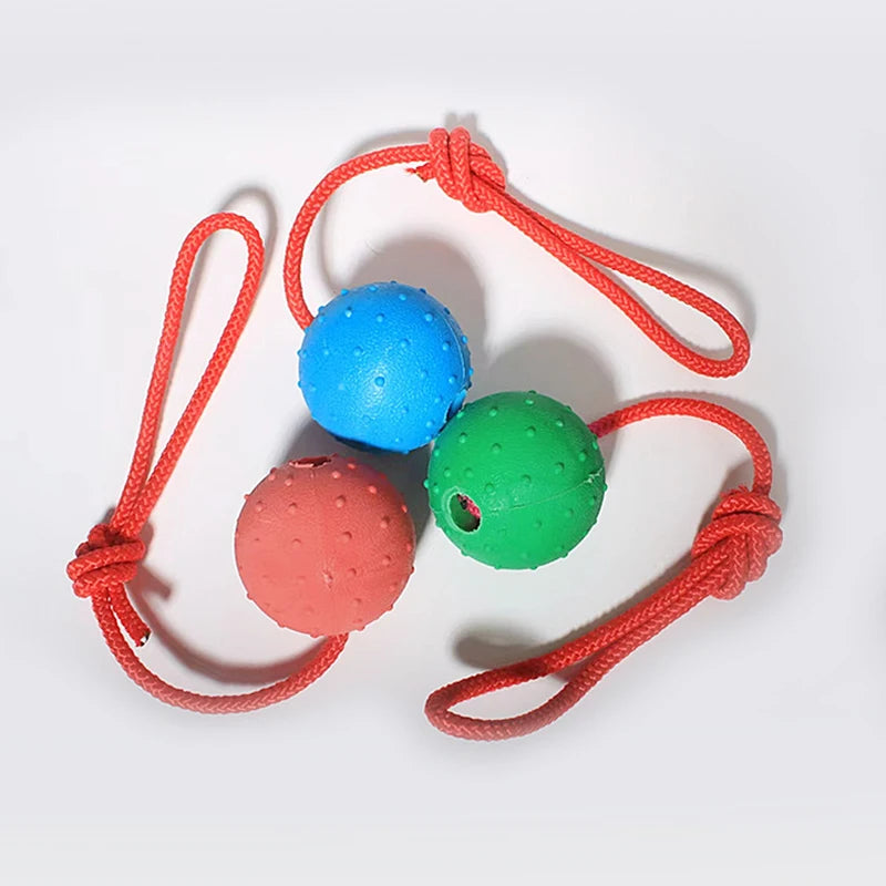 Indestructible Rubber Molar Ball with Rope for Dogs – Anti-Stress and Teeth Cleaning