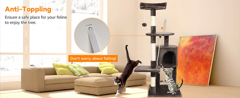 Passerscat Cat Trees Cat Climbing Frame For Indoor Cats Multi-Level With Scratching Posts Cat Tower Padded Top Perches and Condo