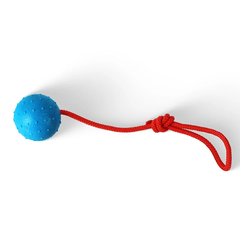 Indestructible Rubber Molar Ball with Rope for Dogs – Anti-Stress and Teeth Cleaning