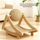 2-in-1 Cat Scratcher: Spinning Sisal Ball + Solid Wood Board – Durable and Anti-Stress Design
