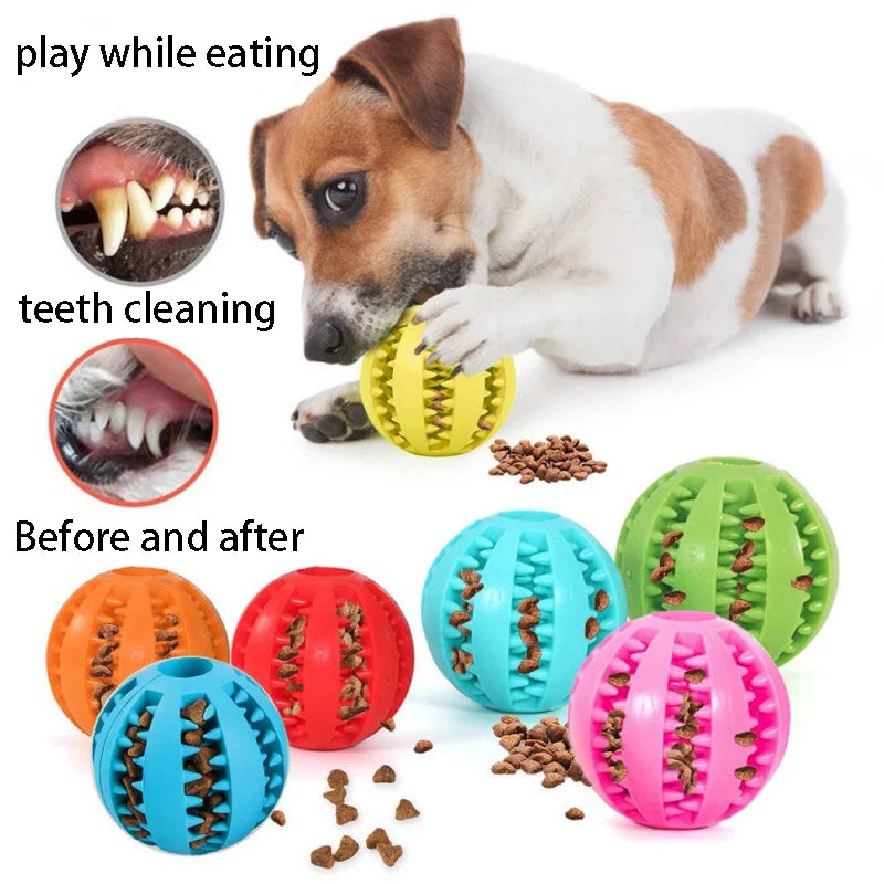 Indestructible Treat Dispensing Ball for Dogs – Natural Rubber, Dental Cleaning, and Anti-Boredom