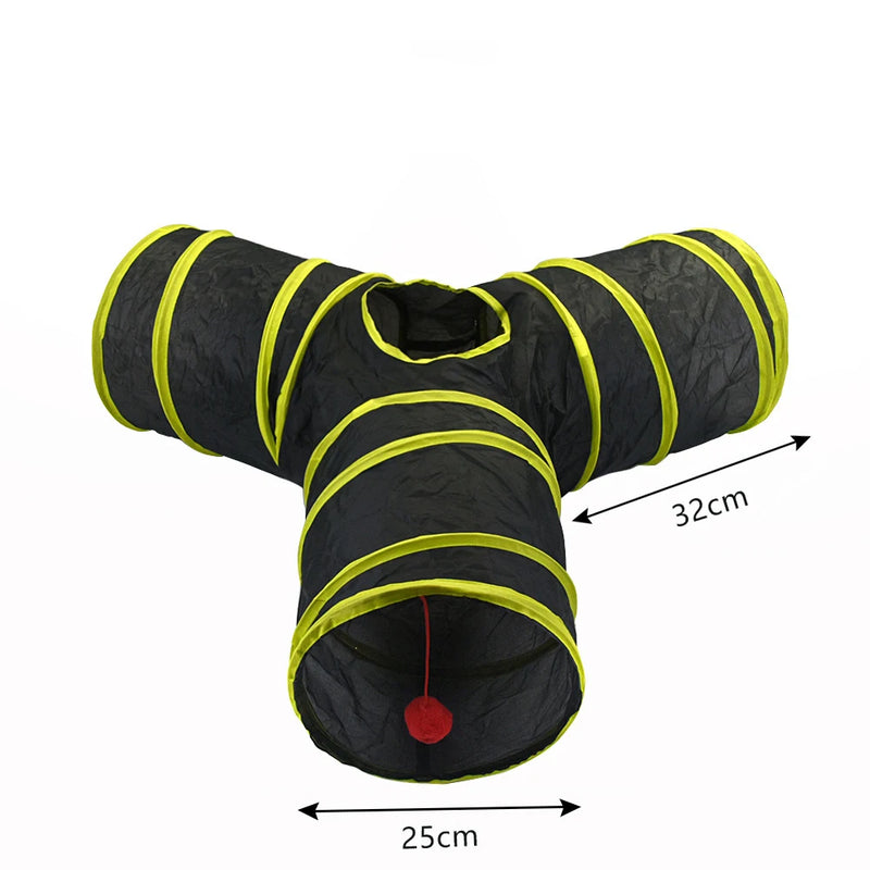 Collapsible (Foldable) Play Tunnel for Cats and Kittens – Stimulation, Exercise, and Anti-Stress Hideaway