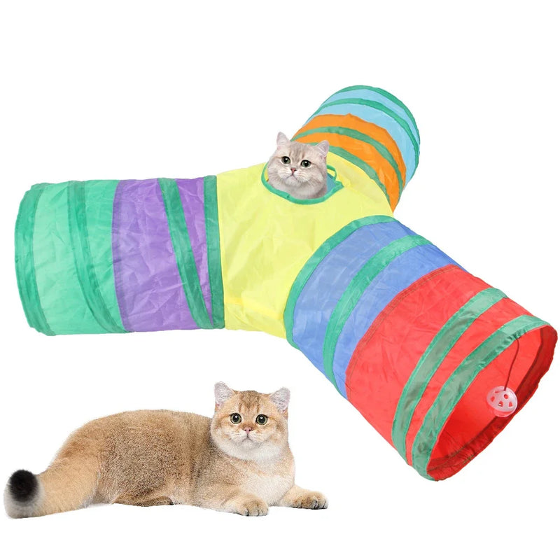 Collapsible (Foldable) Play Tunnel for Cats and Kittens – Stimulation, Exercise, and Anti-Stress Hideaway