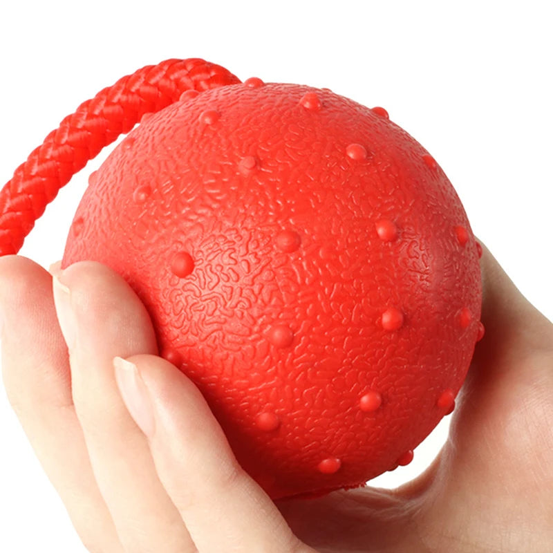 Indestructible Rubber Molar Ball with Rope for Dogs – Anti-Stress and Teeth Cleaning