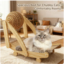 2-in-1 Cat Scratcher: Spinning Sisal Ball + Solid Wood Board – Durable and Anti-Stress Design