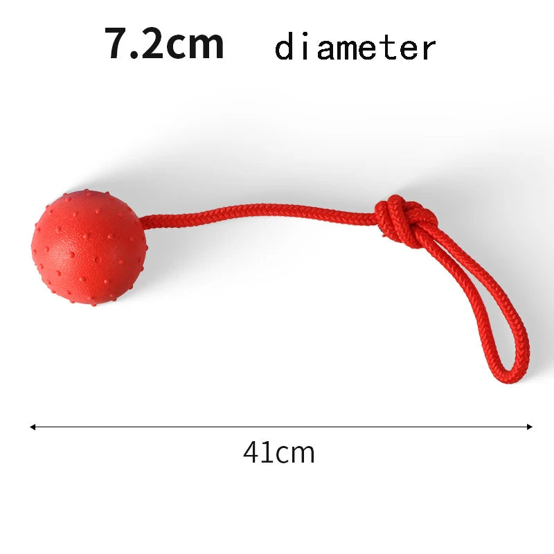 Indestructible Rubber Molar Ball with Rope for Dogs – Anti-Stress and Teeth Cleaning