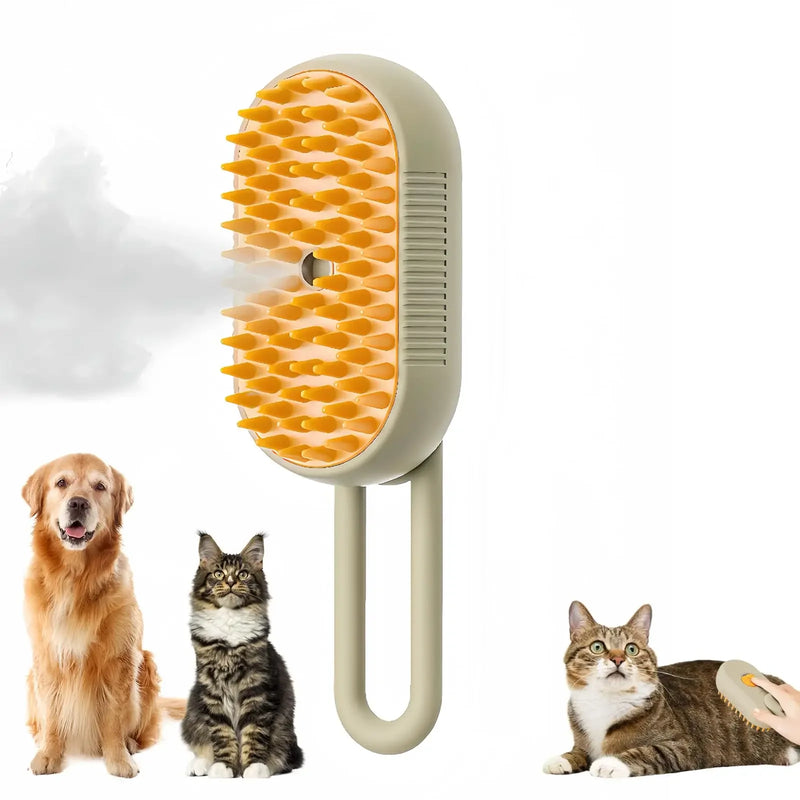 3-in-1 Steam Massaging Brush for Dogs and Cats – Spray, Floating Hair Removal, and Dry Bath