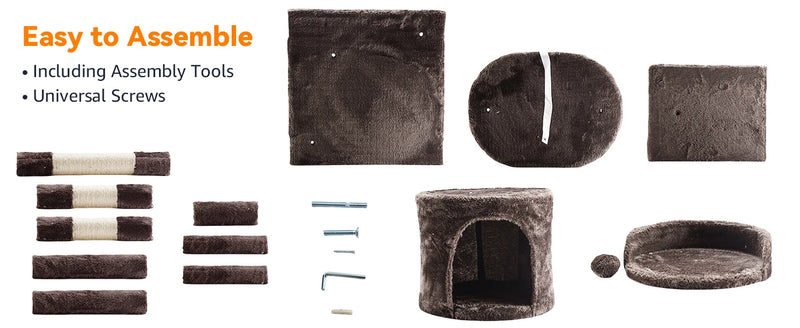 Passerscat Cat Trees Cat Climbing Frame For Indoor Cats Multi-Level With Scratching Posts Cat Tower Padded Top Perches and Condo